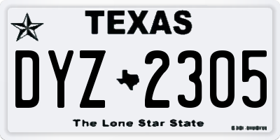 TX license plate DYZ2305