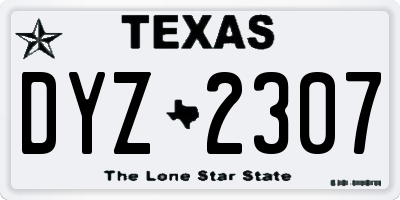 TX license plate DYZ2307