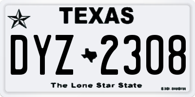 TX license plate DYZ2308
