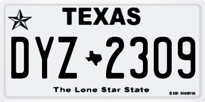TX license plate DYZ2309