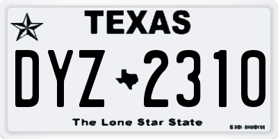 TX license plate DYZ2310