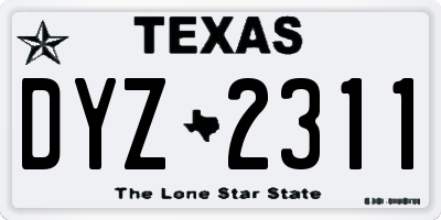 TX license plate DYZ2311