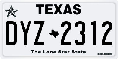TX license plate DYZ2312