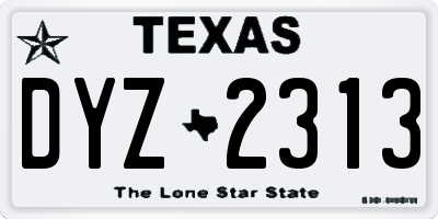 TX license plate DYZ2313