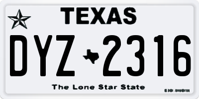 TX license plate DYZ2316
