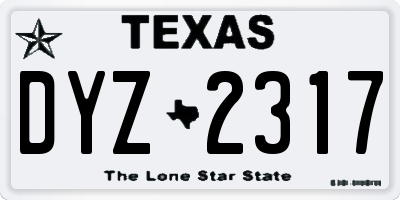TX license plate DYZ2317
