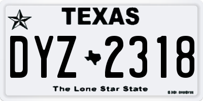 TX license plate DYZ2318