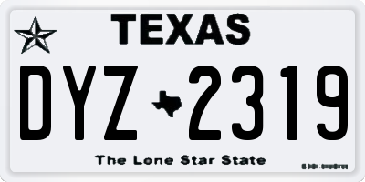 TX license plate DYZ2319