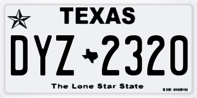 TX license plate DYZ2320