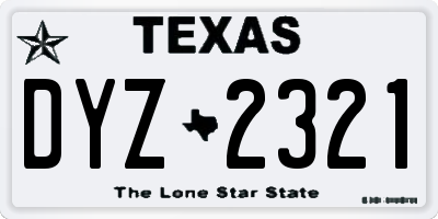 TX license plate DYZ2321