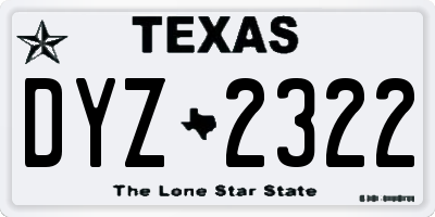 TX license plate DYZ2322