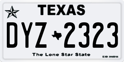 TX license plate DYZ2323