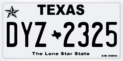 TX license plate DYZ2325