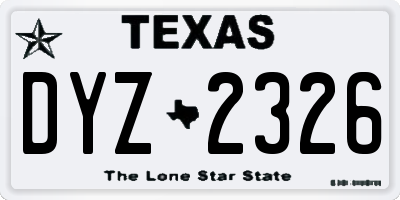 TX license plate DYZ2326