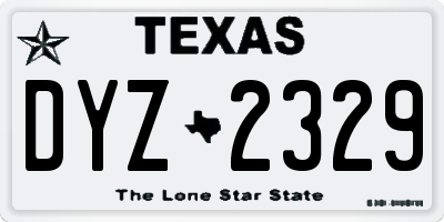 TX license plate DYZ2329