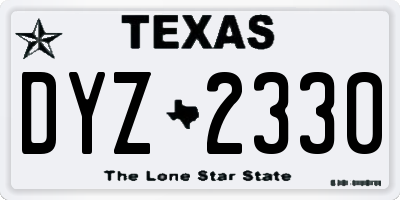 TX license plate DYZ2330
