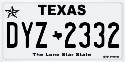 TX license plate DYZ2332