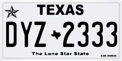TX license plate DYZ2333
