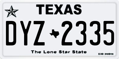TX license plate DYZ2335
