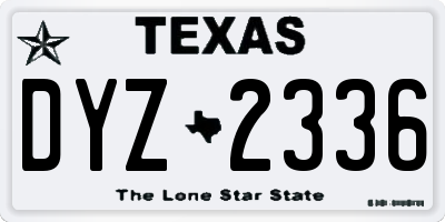 TX license plate DYZ2336