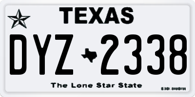 TX license plate DYZ2338