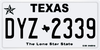 TX license plate DYZ2339