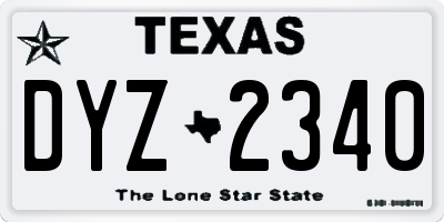 TX license plate DYZ2340
