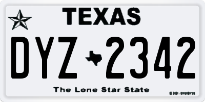 TX license plate DYZ2342
