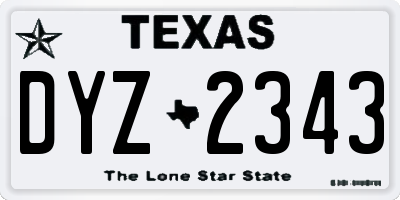 TX license plate DYZ2343