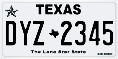 TX license plate DYZ2345