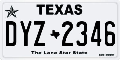 TX license plate DYZ2346