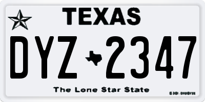 TX license plate DYZ2347