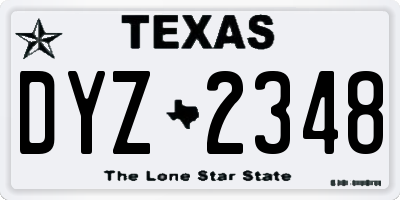 TX license plate DYZ2348