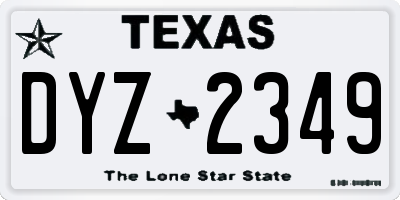 TX license plate DYZ2349