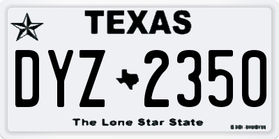 TX license plate DYZ2350