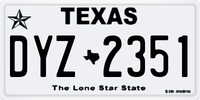 TX license plate DYZ2351