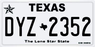 TX license plate DYZ2352