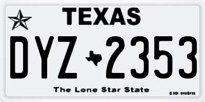 TX license plate DYZ2353