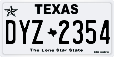 TX license plate DYZ2354