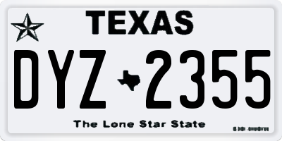 TX license plate DYZ2355