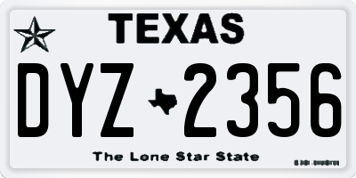 TX license plate DYZ2356