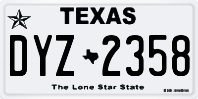 TX license plate DYZ2358