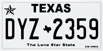 TX license plate DYZ2359