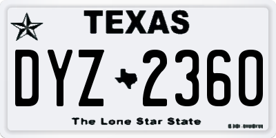 TX license plate DYZ2360