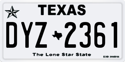TX license plate DYZ2361