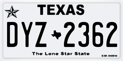 TX license plate DYZ2362
