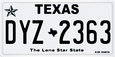 TX license plate DYZ2363