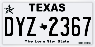 TX license plate DYZ2367
