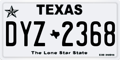 TX license plate DYZ2368