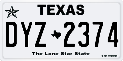 TX license plate DYZ2374